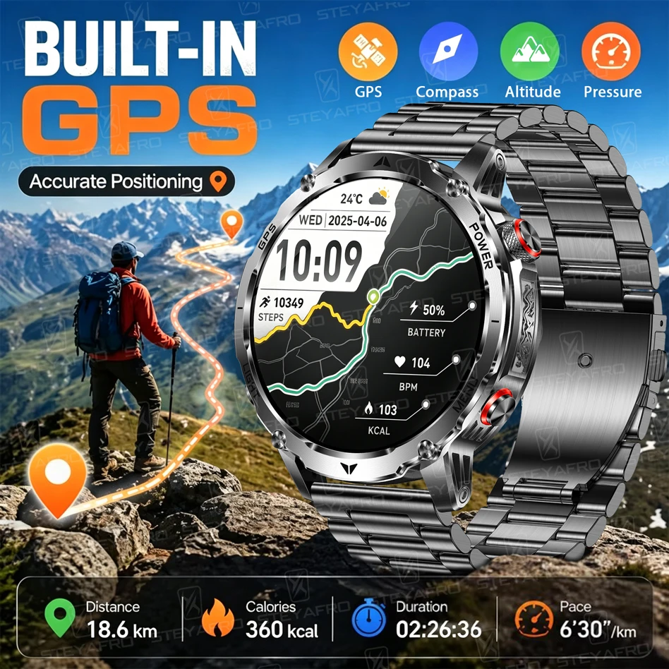 Smartwatch M Active - Smartwatch Militare da Uomo con GPS,