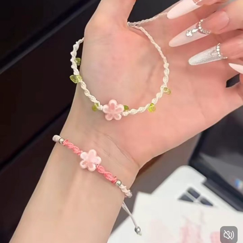 Ceramic Link Bracelet - Bracciale fiore fortunato con perline in